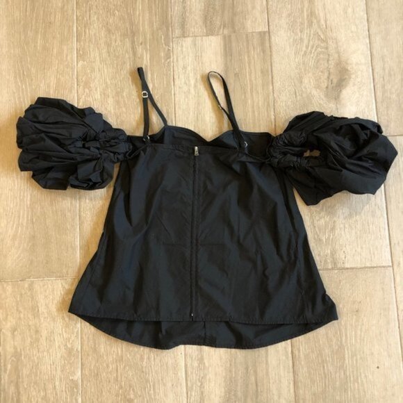 JW ANDERSON WOMEN BLACK OFF THE SHOULDER CAMISOLE TOP Size UK 6/ US XS - Picture 8 of 12